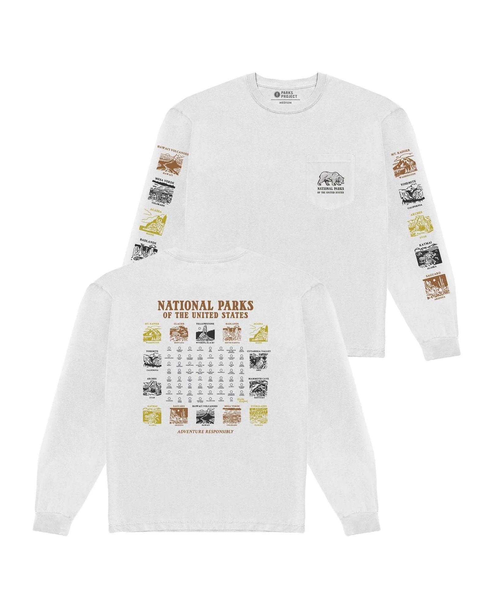 Pictograms National Parks Checklist Long Sleeve Tee - Image 3